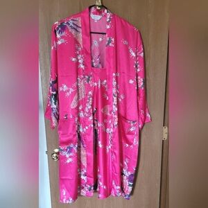 Shu Ya Fen Satin Lingerie Nightgown Floral&Peacock Robe Sleepwear Set 2 …